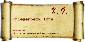 Kriegerbeck Imre névjegykártya